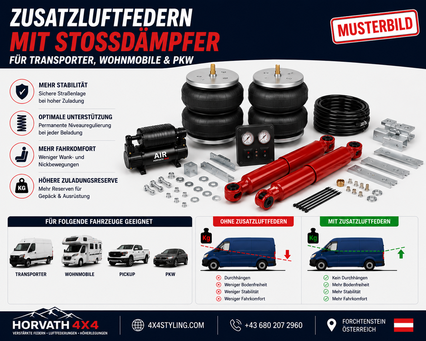 MAD SD-137544-CS Zusatzluftfederung NR-137544-CS mit Stoßdämpfern für Toyota Proace Max MFY, MFQ ab 2024-