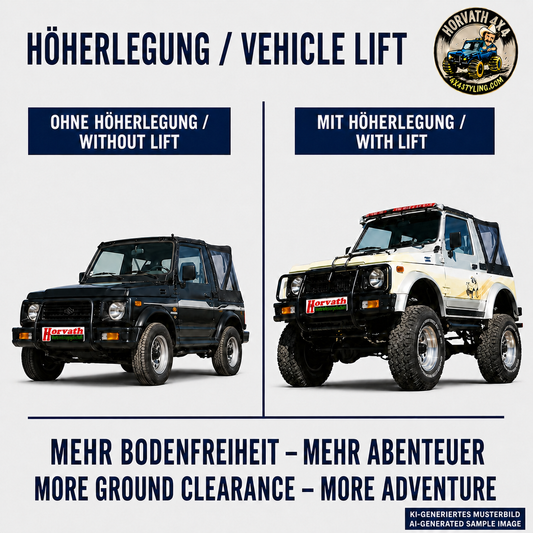 Höherlegung / Vehicle Lift – KI-generiertes Musterbild / AI-generated sample image