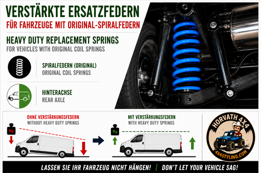 Verstärkte Spiral-Ersatzfedern für Fahrzeuge mit Original-Spiralfedern – Hinterachse