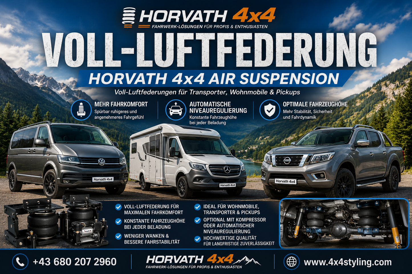 Horvath 4x4 Voll-Luftfederung MAD NR-197814-R Zusatzluftfederung VOLKSWAGEN Transporter Bj. 2015-2024
